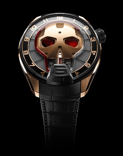 HYT Skull Red Eye Black DLC Titanium and Pink Gold 2015 151-DG-42-RF-AB replica watch